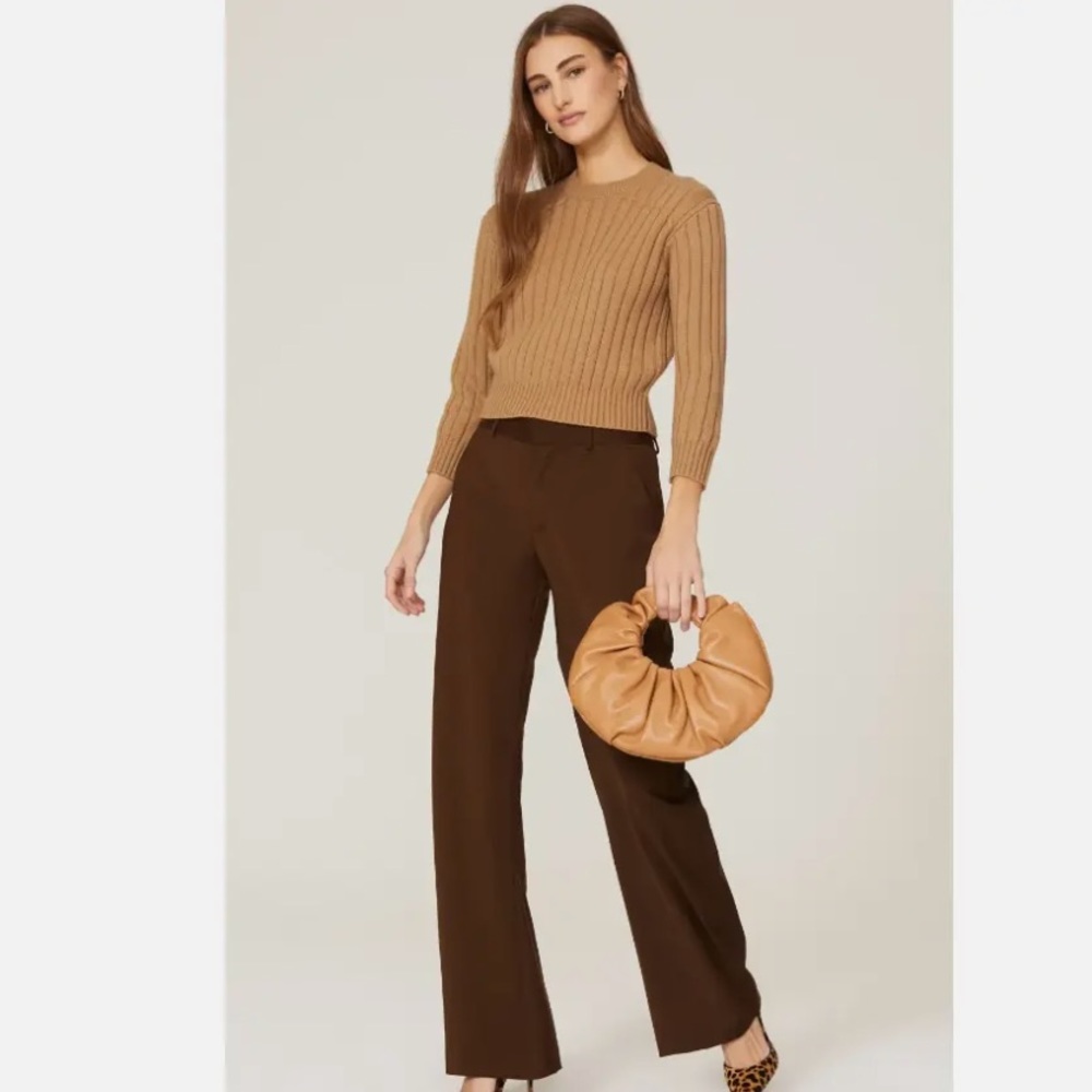 Tome ribbed cropped neautral Crewneck sweater size XS